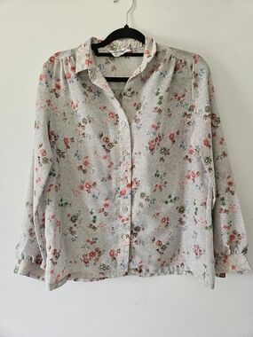 Vintage Judy Bond Floral Button-Down Blouse